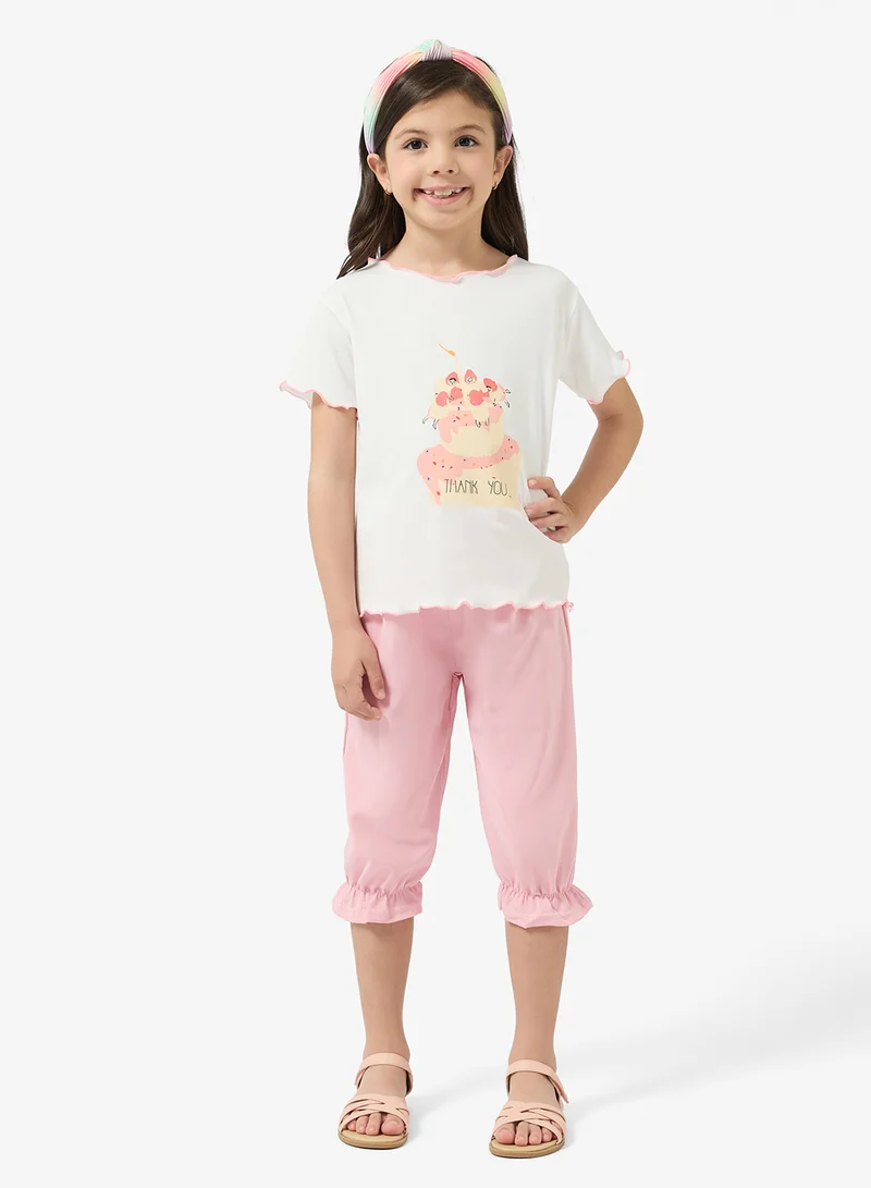 Pinata  Cute Cupcake Tshirt and Capri Set for Women | Best Price UAE